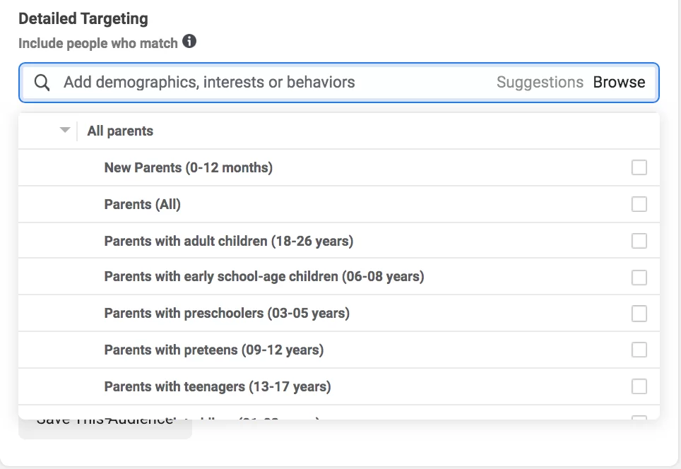 What is target students on Facebook ads?