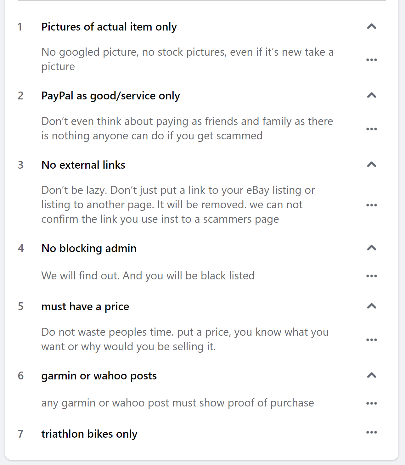 Facebook rules for selling on personal page