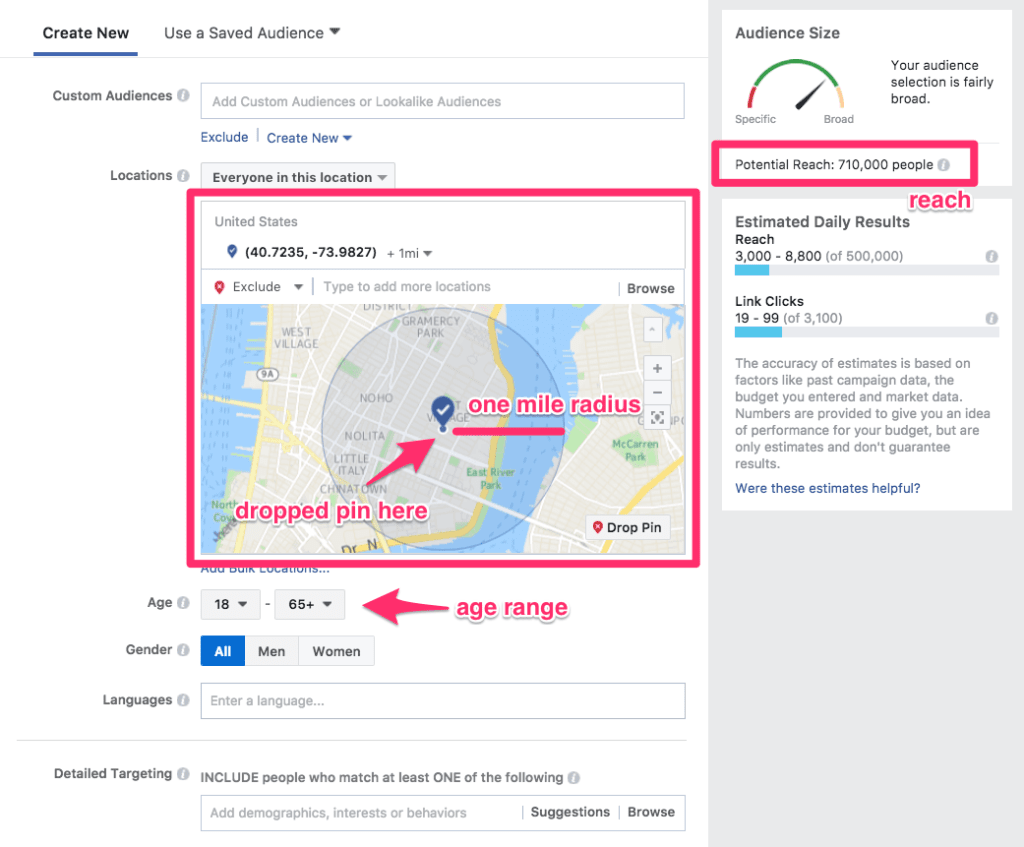 Facebook ads location targeting change