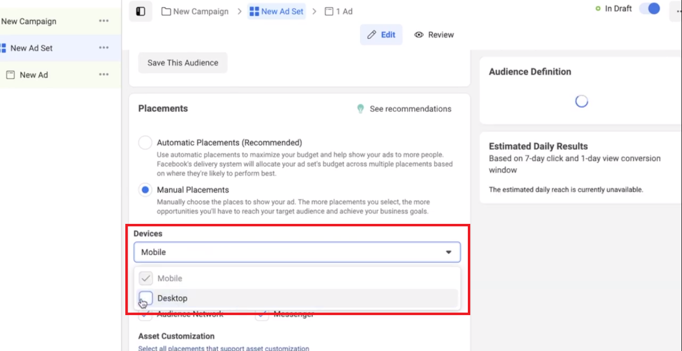 Facebook automatic placements vs manual