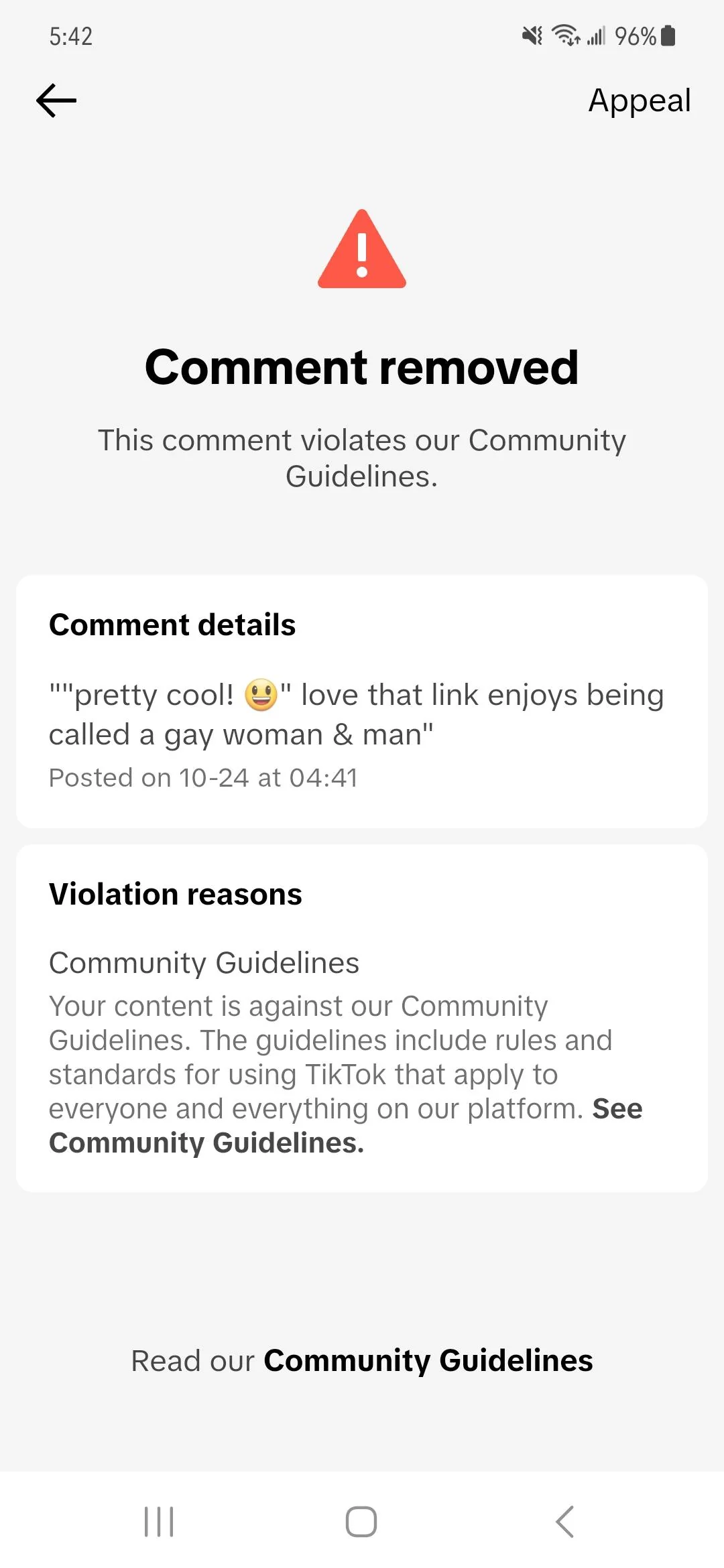 TikTok community guidelines violated for no reason 