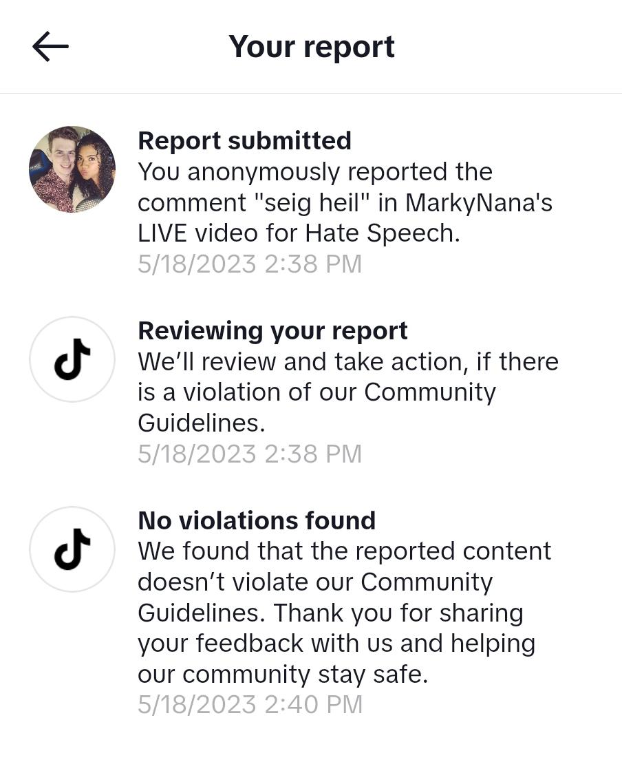 Why are comments reported on TikTok?