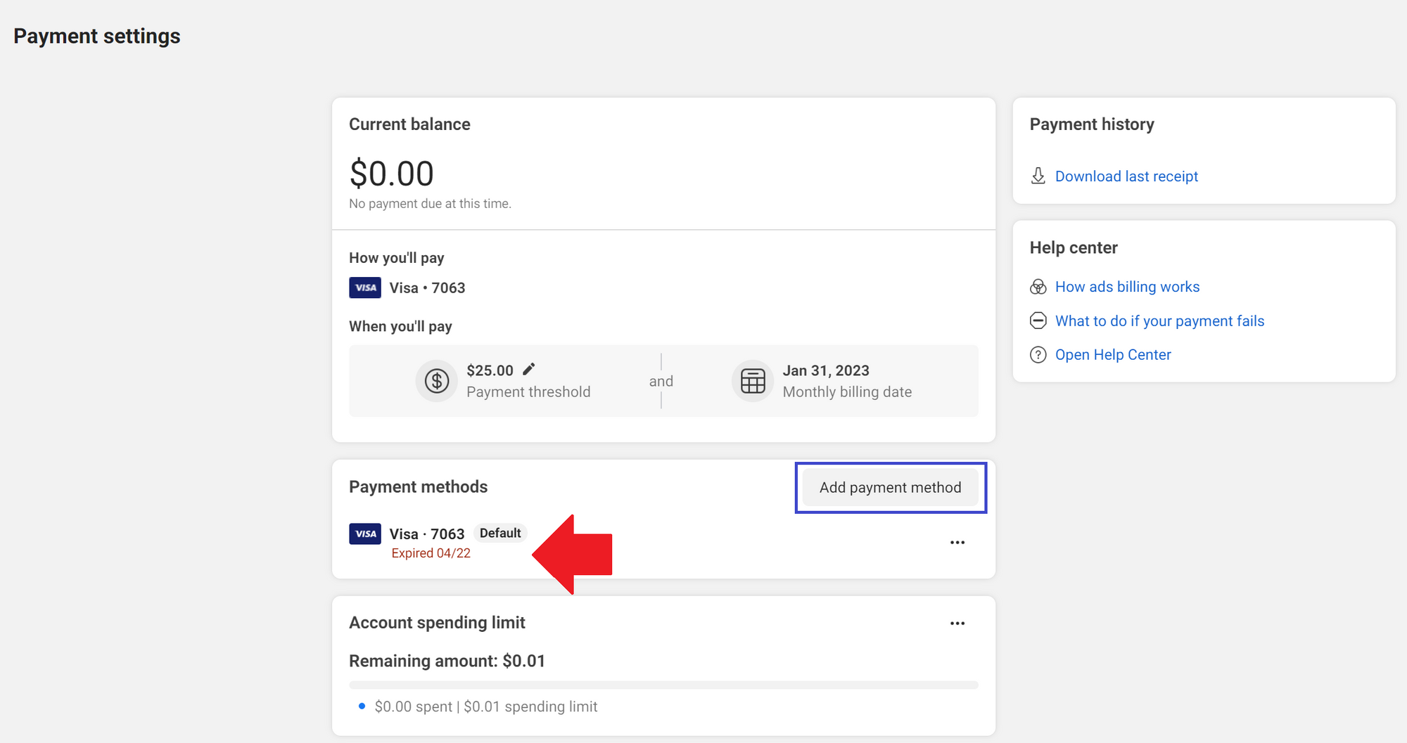 Function of Facebook ads automatic billing