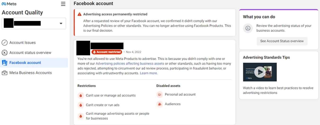 Your advertising access is restricted Facebook how to fix