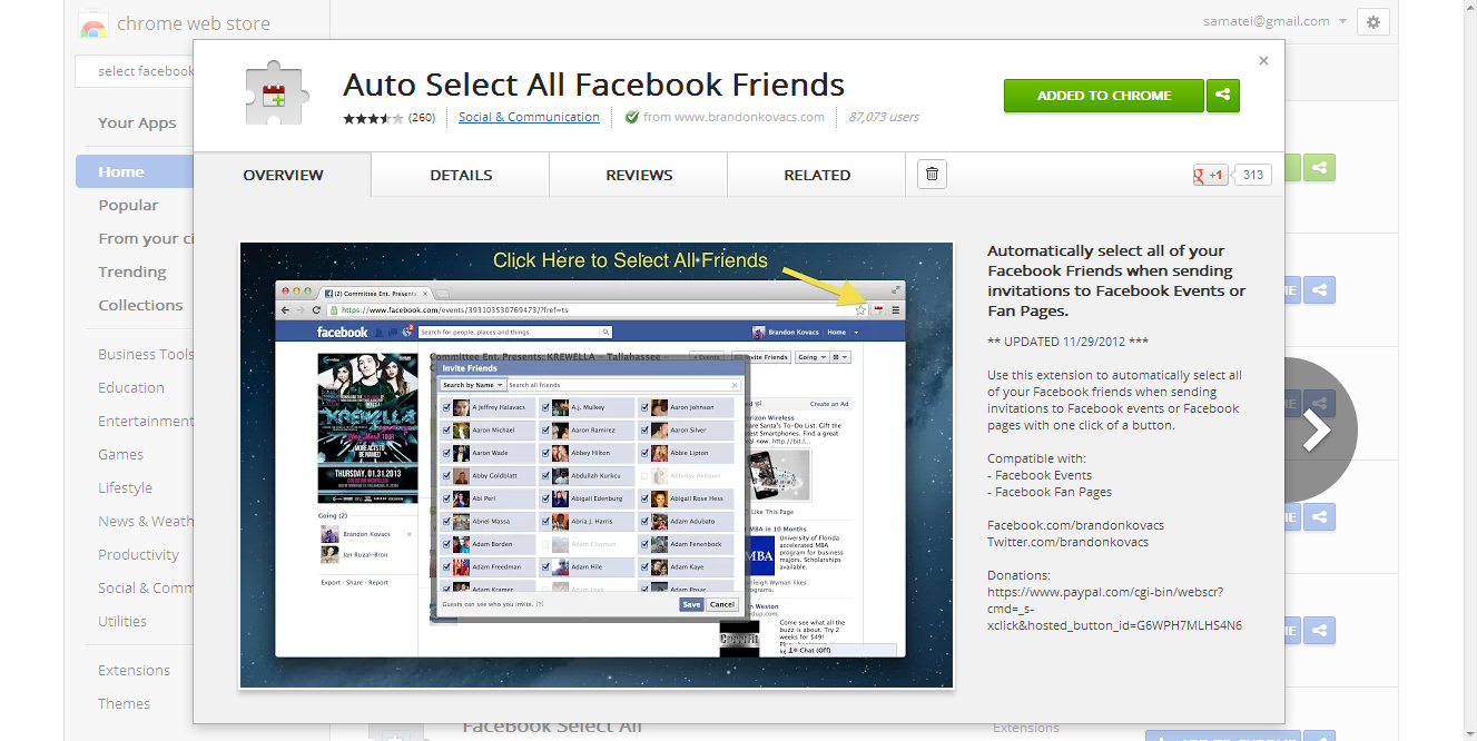 Auto add friend Facebook extension