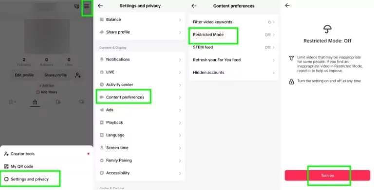 How to enable TikTok Restricted Mode