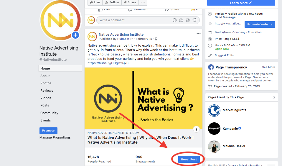 How are Facebook ads sponsored?