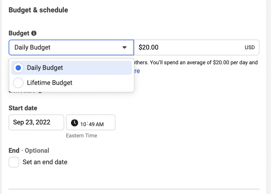 Instagram ads cost per day