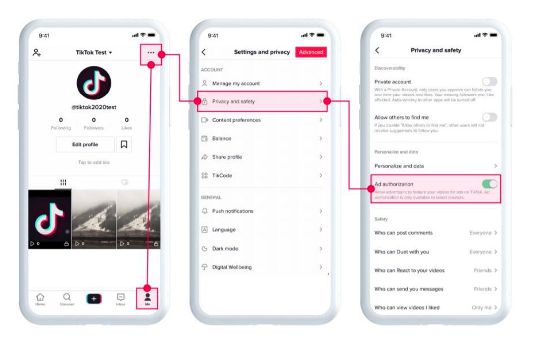 Turn on ad authorization TikTok