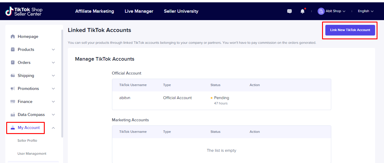 Where is my TikTok Shop link?
