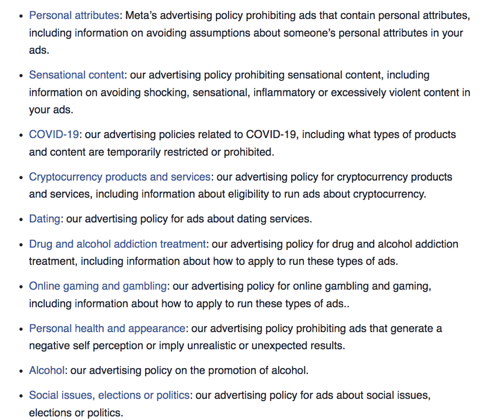 Facebook Business Account Policy