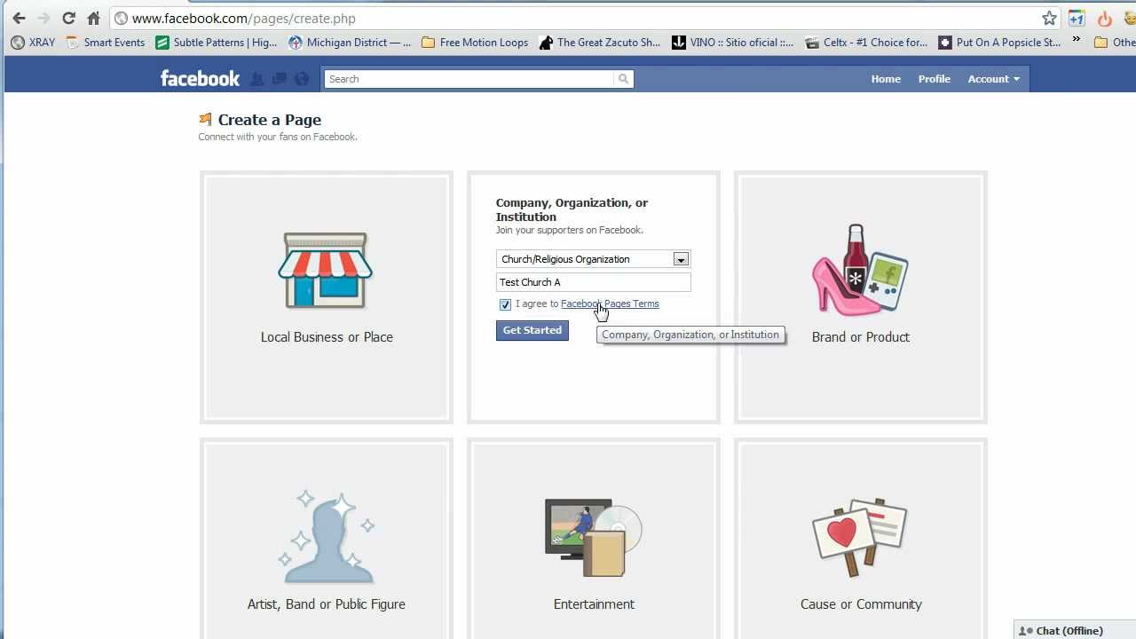 How to create a Facebook page for a church without my personal account