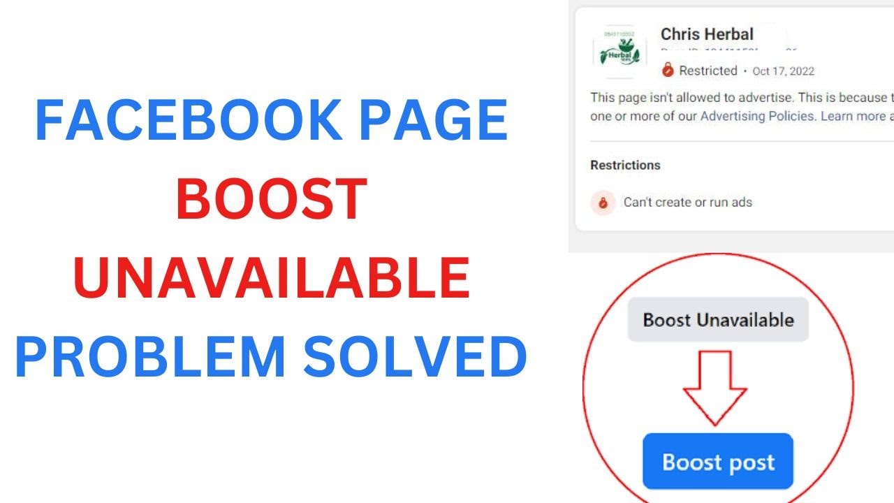 How to fix boost unavailable on Facebook page