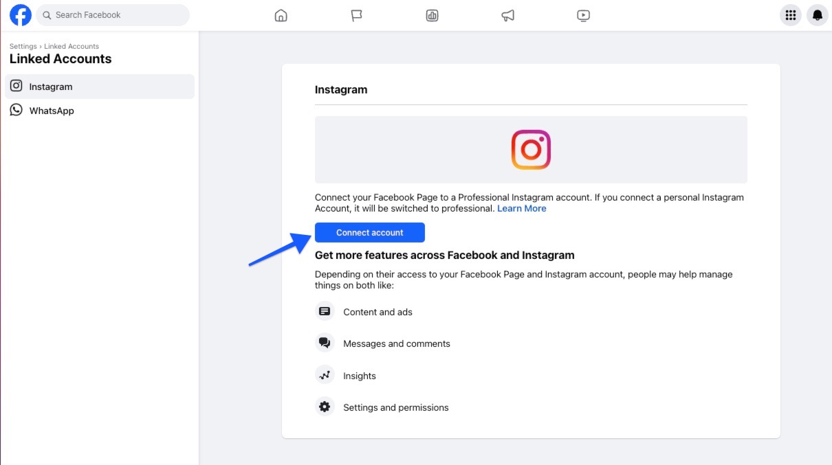 We're unable to connect to your Facebook ad account Instagram