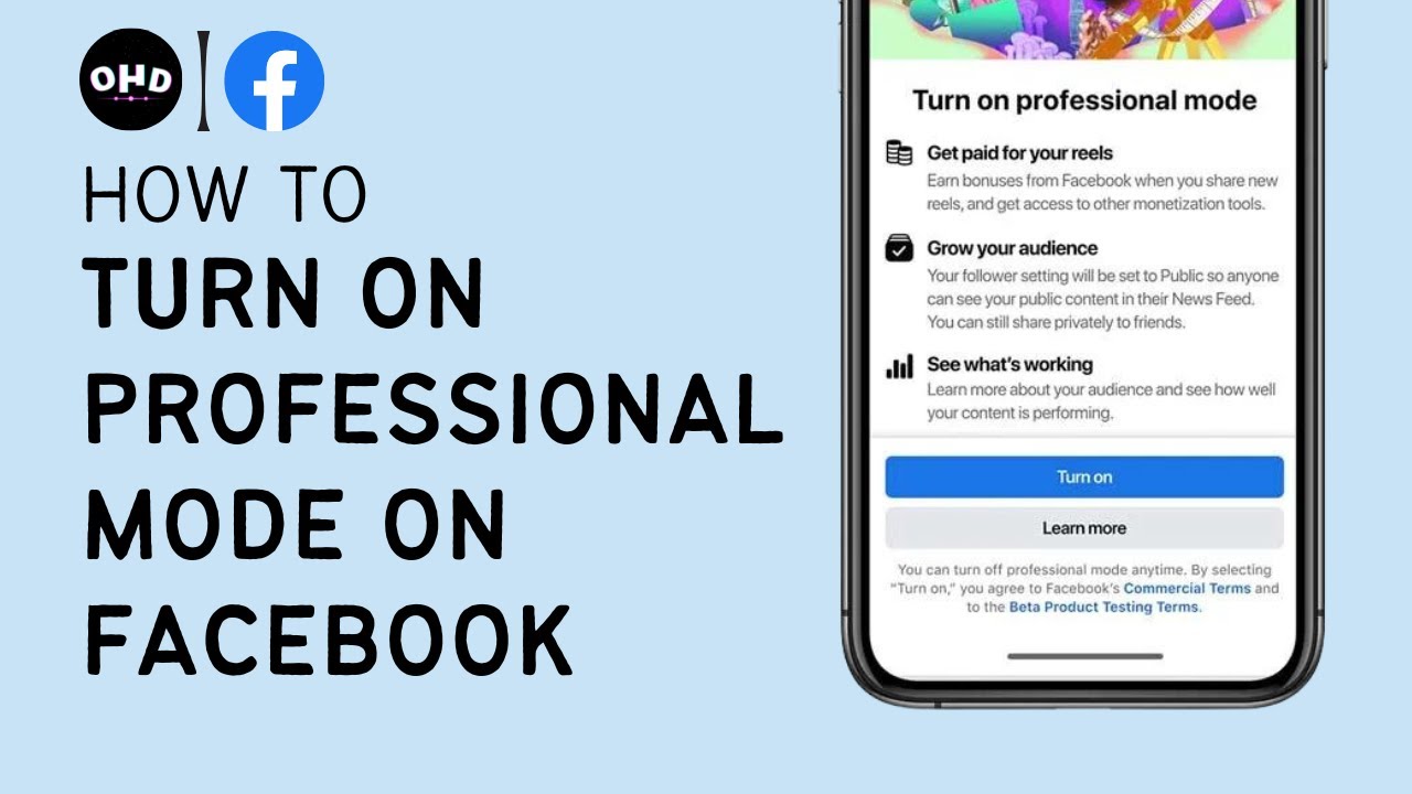 Features of professional mode on Facebook