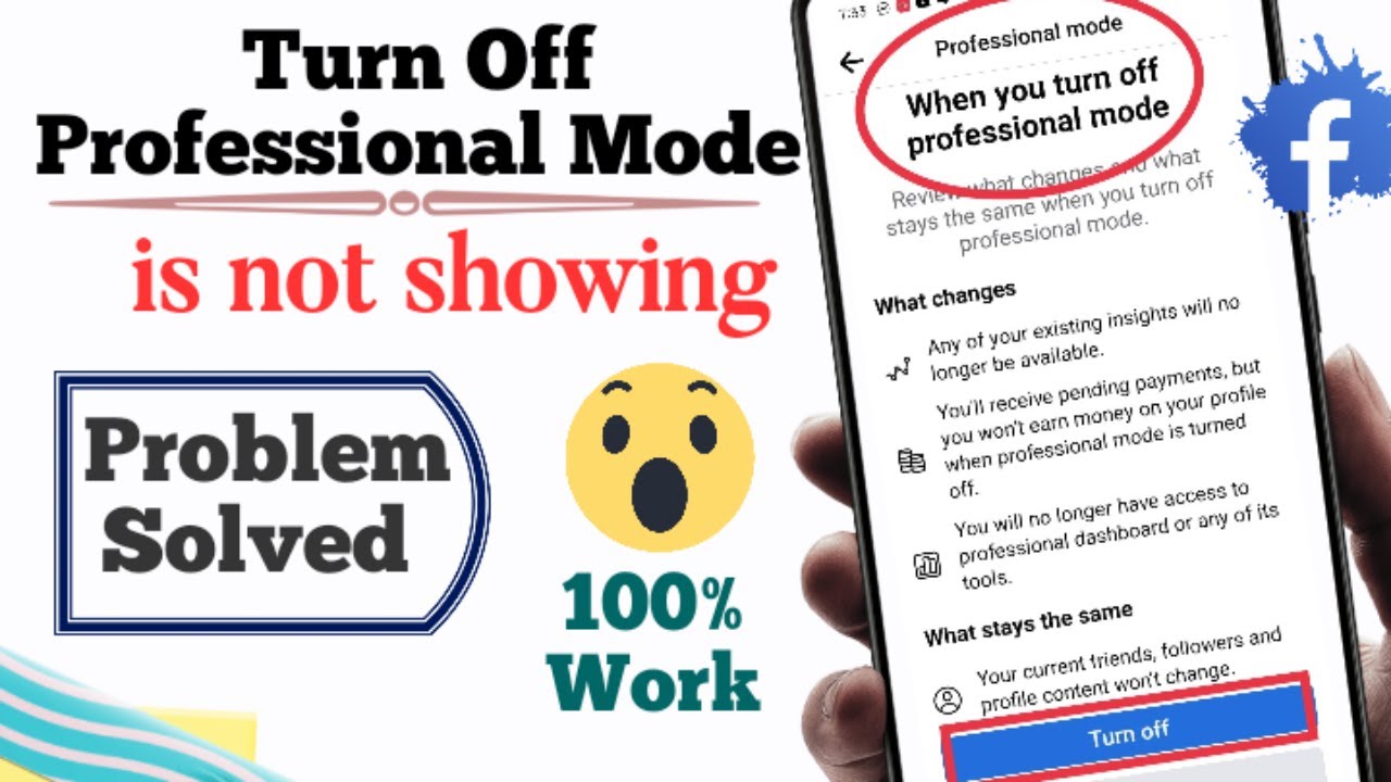 How to turn off professional mode on Facebook app