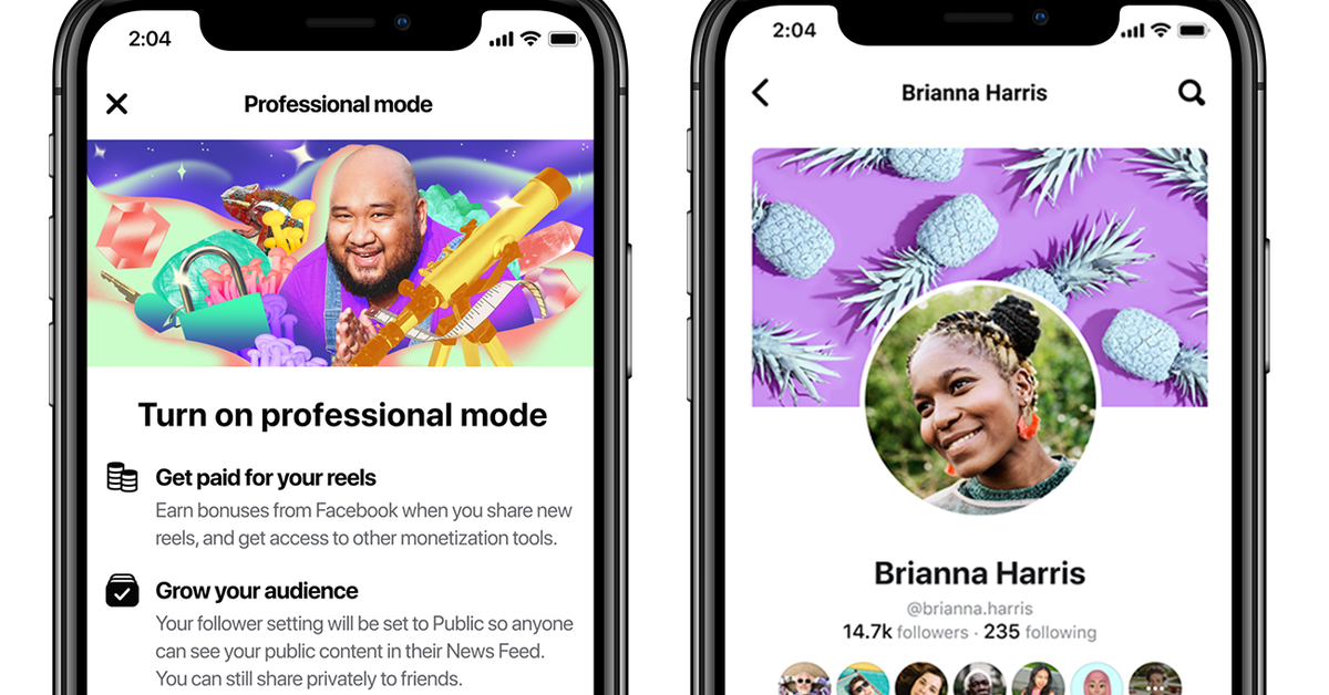 How to turn on professional mode on Facebook on iPhone